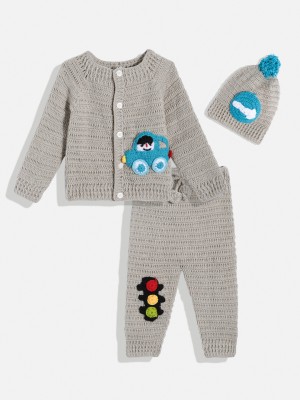 CHUTPUT Baby Boys & Baby Girls Casual Sweater Pyjama, Cap(Grey)