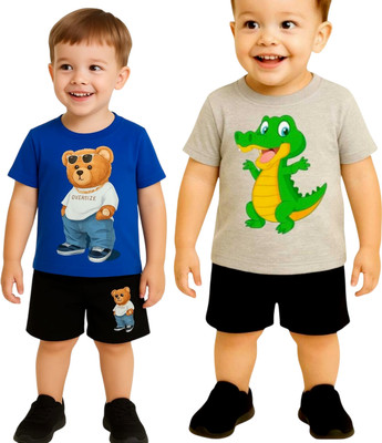 SEGRO Baby Boys & Baby Girls Casual T-shirt Shorts(ROYAL, GREY)