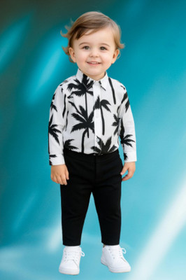 RIYANSHI Baby Boys Casual Shirt Pant(Black, White)