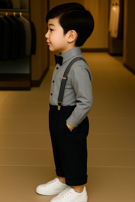 HV CREATION COLLECTION Baby Boys Party(Festive) Shirt Pant(Grey)