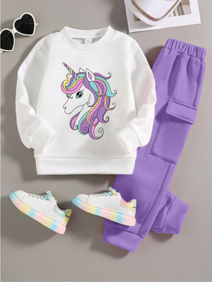 Funto Girls Goofy Party(Festive) T-shirt Pant(LAVENDER)