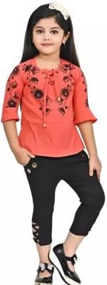 FahimF Girls Casual Top Pant(Red)