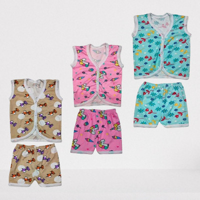 FRANSCART Baby Boys & Baby Girls Casual Top Shorts(Multicolor 3)