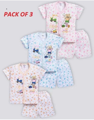 HouseOfCommon Baby Boys & Baby Girls Casual T-shirt Shorts(MULTICOLOR)