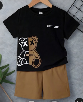 DRITI Baby Boys Casual T-shirt Shorts(BLACK-2)
