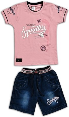 Jaganath Creations Baby Boys Casual T-shirt Shorts(Pink)