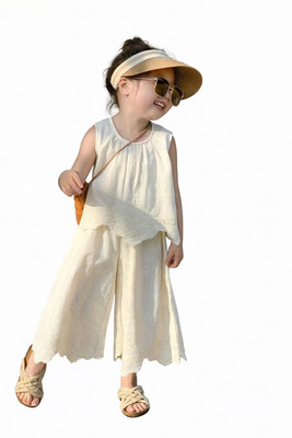 ELLENBER Baby Girls Party(Festive) Top Pant(Off White)