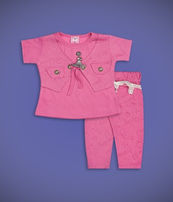 BURBN Baby Girls Casual Top Pant(Pink)