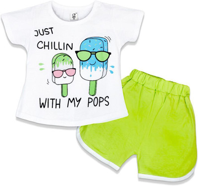 CERABI Girls Frozen Casual Top Shorts(Multicolor)