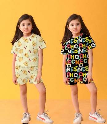 NVELIS Girls Casual T-shirt Shorts(Multicolor 6)