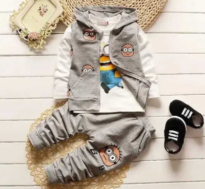 CALOTROPIS Baby Boys & Baby Girls Minnions Party(Festive) T-shirt Pant(WHITE, GREY)