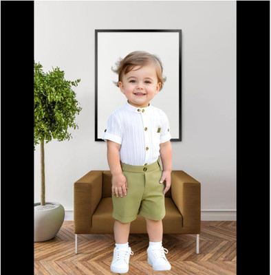 Riyannshi Boys Casual Shirt Pant(Green)