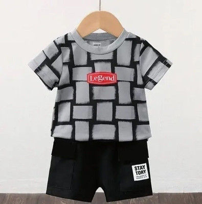 SRP COLLECTION Baby Boys & Baby Girls Casual T-shirt Shorts(GRAY)