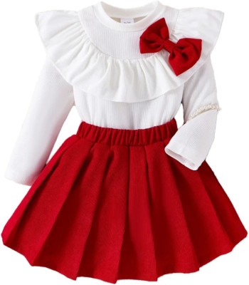 Mpori Fashion Baby Girls Party(Festive) Top Skirt(RED)