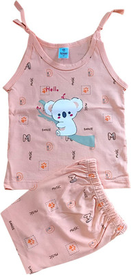 SANIKIDSWEAR Baby Boys & Baby Girls Casual Vest Shorts(PEACH)