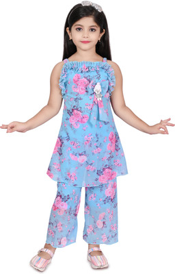 ZARTAJ Girls Party(Festive) Top Pyjama(Blue)