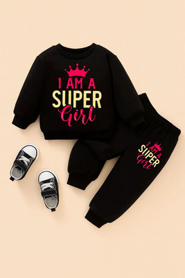 IFA COLLECTION Baby Girls Casual Sweatshirt Sweatpant(BLACK)