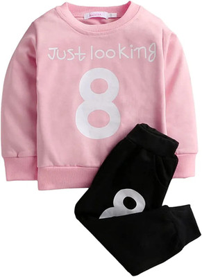 KidsCute Baby Boys & Baby Girls Casual T-shirt Trouser(PINK)