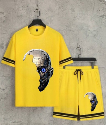 BSM Boys & Girls Casual Track Suit T-shirt, Shorts(Yellow)