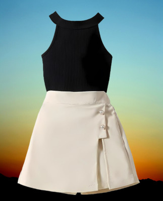 MENVVY TREND Baby Girls Party(Festive) Top Shorts(BLACK)