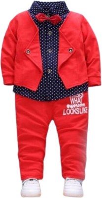 jesvi fashion Baby Boys Party(Festive) Shirt Pant, Jacket(Red-Blue)