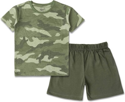 Baby's Pride Boys Casual T-shirt Shorts(Green Camo)