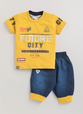 Mars Infiniti Boys & Girls Casual T-shirt Three Fourth Pant(Mustard)