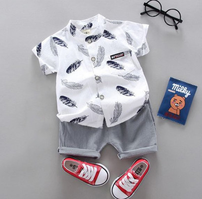 ULTRINA Baby Boys Casual Shirt Shorts(MORPANKH-WHITE-GREY)