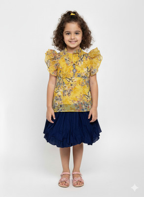 Girijesh Singh Baby Girls Casual Top Skirt(Yellow)