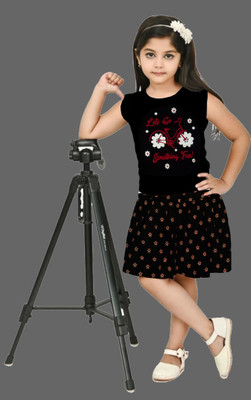 New Ladies Zone Girls Midi/Knee Length Casual Dress(Black, Short Sleeve)