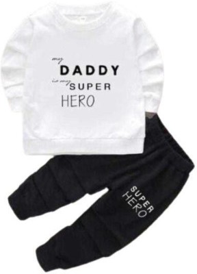 HF WARSI Baby Boys & Baby Girls Party(Festive) Sweatshirt Pant(WHITE, BLACK)