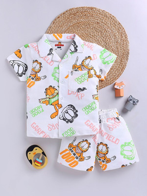 YK X Tinyo Boys & Girls Garfield Casual Shirt Shorts(White)
