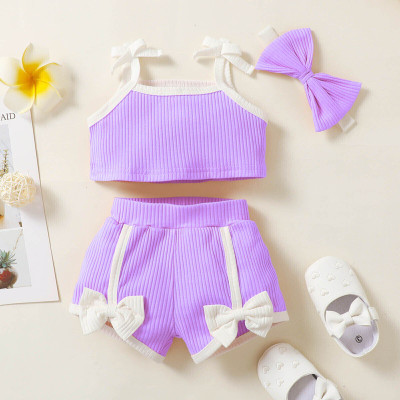 HouseOfCommon Baby Girls Disney Princess Party(Festive) Top Shorts, Hairband(LAVENDER)