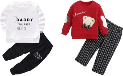 CuteHug Baby Boys & Baby Girls Casual Dress T-shirt, Pyjama(Red White)