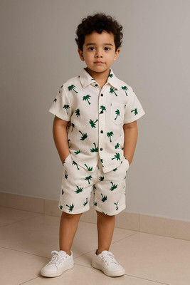 PLUSEBURRY Baby Boys Party(Festive) Shirt Shorts(Coconut Print)
