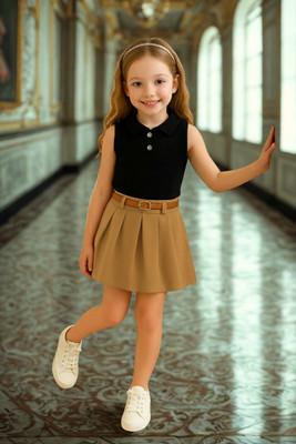 KRIYU CREATION Girls Party(Festive) Top Skirt(BLACK)