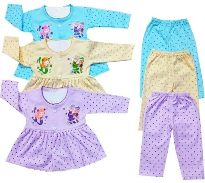 dayaku Baby Girls Dora Casual Dress Pyjama(MULTICOLOR)