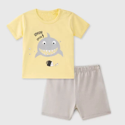 FASHION GRAB Baby Boys & Baby Girls Casual T-shirt Shorts(YELLOW)
