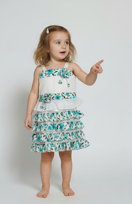 Mummas Fairy Girls Midi/Knee Length Casual Dress(Light Blue, White, Sleeveless)