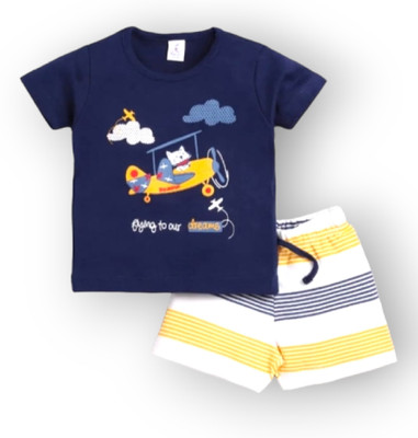SANWARIA CLUB Baby Boys Casual T-shirt Shorts(NAVY)
