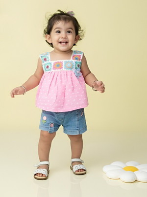 BABY'S DAY Baby Girls Casual Top Shorts(Pink)