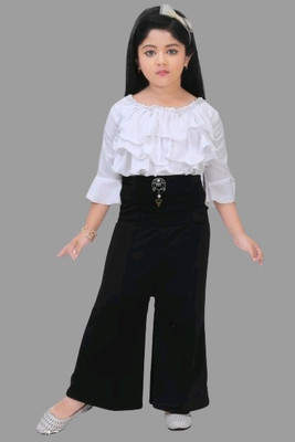 DWIVEDI Girls Party(Festive) Top Pant(BLACK, WHITE)