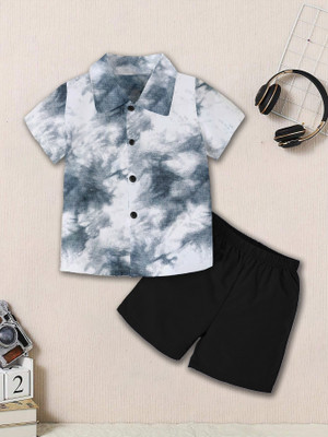 HouseOfCommon Boys Casual Shirt Shorts(Grey)