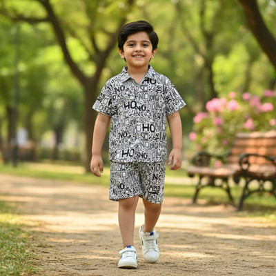 IttyBitty Boys & Girls Casual Shirt Shorts(White)