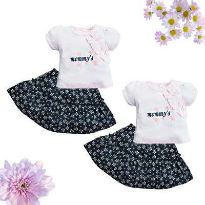 Zeetap Baby Girls Casual Dress Top, Skirt(Pink)