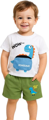 MiniMighty Baby Boys Casual T-shirt Shorts(white)