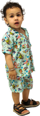 unbind Baby Boys Party(Festive) Shirt Shorts(Light Blue)