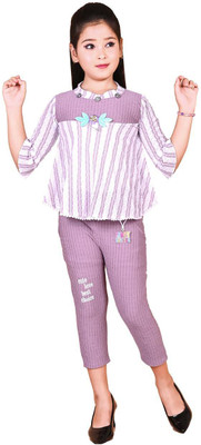 AYESHAFASHION Baby Girls Party(Festive) Top Capri(PURPLE)