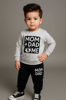 CocksComb Baby Boys & Baby Girls Party(Festive) T-shirt Pant(Grey, Black)