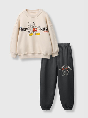 Nap Chief Boys & Girls Mickey Casual Sweatshirt Track Pants(Off White)